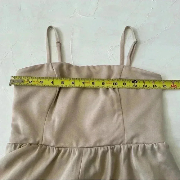 BHLDN Elsie Straight-Neck Satin A-Line Gown Khaki Nude Color Size 8 NWT - Picture 8 of 14